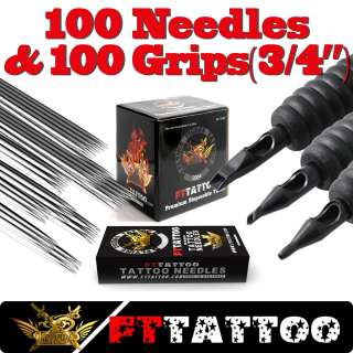 100 U pick Disposable Tattoo 3/4 Grips Tubes & Needles  