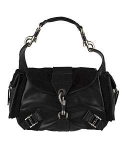 Dior Black Leather Handbag with Outer Pockets  