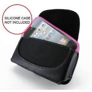  (Perfect Fit w/ Silicone Case On) Black Horizontal Leather 
