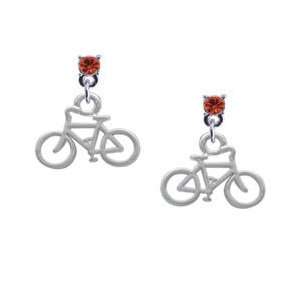  Small Bicycle Hyacinth Swarovski Post Charm Earrings 