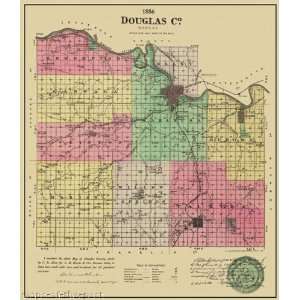 DOUGLAS COUNTY KANSAS (KS/LAWRENCE) MAP BY C.R. ALLEN 1886  