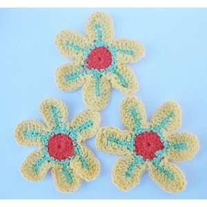  30pc Large Yellow Crochet Flowers Applique Embellishment 