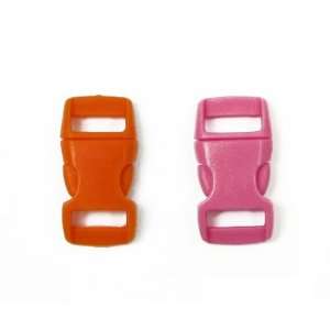 of 100 Pink and Orange (Vivid Tangelo) 3/8 Buckles (50 Pink/50 Orange 