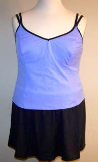 MIRACLESUIT Periwinkle Blue & Black Skirtini, 18W *NWT*  