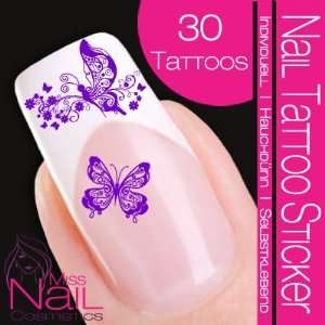  Nail Tattoo Sticker Butterfly / Floral   purple Beauty