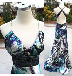 NWT BETSY & ADAM $170 White / Multi Prom Party Gown 10  