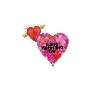  30 Double Hearts Valentines Arrow Balloon   Mylar Balloon 