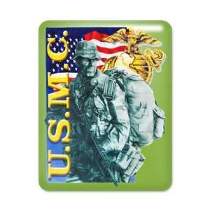   Key Lime USMC US Marine Corps Soldier with US Flag and Emblem Symbol
