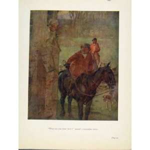  Sketches Night Time Fox Hunting Antique Print C1924