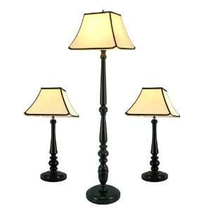 Grandrich Lighting Set with One Floor Lamp, Two Table Lamps, Dark 