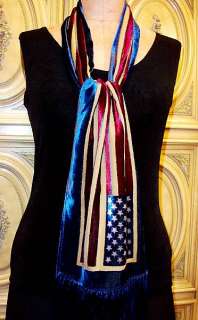 American Flag Silk Velvet Scarf Wrap Maya Matazaro Frng  