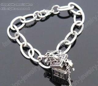 fashion silver plated square Locket charm bracelet  