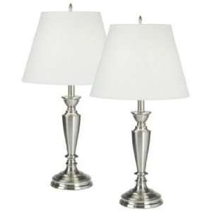  Set of Two Brushed Steel Table Lamps