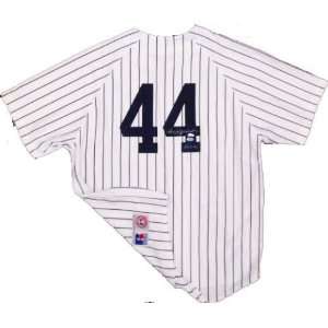 Reggie Jackson New York Yankees Autographed Pinstripe Jersey with HOF 