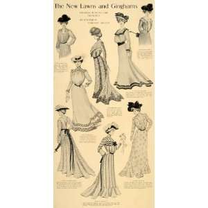  1901 Print Lawn Gingham Gown Dress Costume Holden 