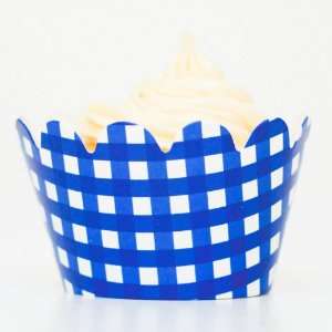 Blue Gingham Mini Cupcake Wrappers (set of 54)