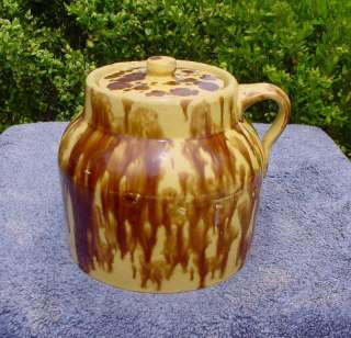 Stoneware Yellow Ware Pipkin Bean Pot w/ Lid  