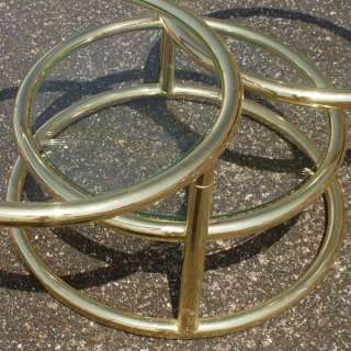 Ecofabhouse Brass Glass Swivel Three Ring Coffee Table  