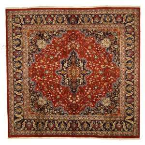   Red Persian Hand Knotted Wool Mashad Square Rug Furniture & Decor