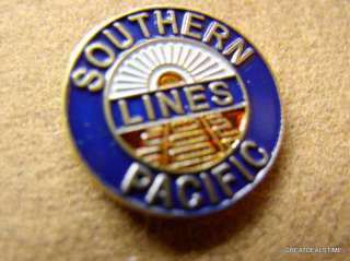 SOUTHERN PACIFIC TRAIN TRACK BUTTON LOGO RR LAPEL PIN  