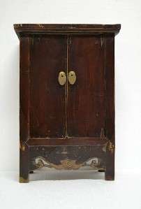 Chinese Antique Small Wood Chest Cabinet 2 Door MAR1816  