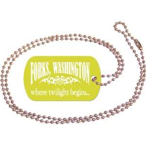  Forks Washington Gold Dog Tag with Neck Chain Everything 