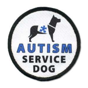 AUTISM SERVICE DOG Blue Medical Alert 4 inch Sew on Black Rim Patch