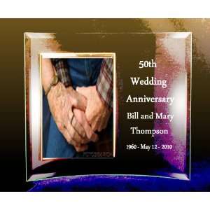 Personalized Glass Curved Picture Frame 50th Anniversary