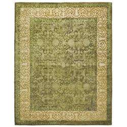 Handmade Majestic Green/ Ivory N. Z. Wool Rug (76 x 96)   
