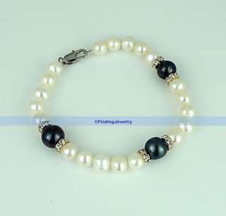 Freshwater White Pearl Necklace Earrings Bracelet Set  