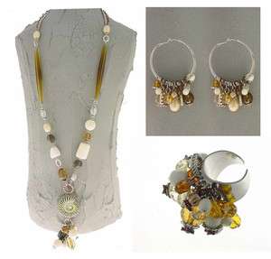 Authentic Italian Made Fashion Costume Jewelry Set Necklace, Earrings 