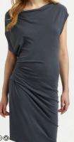 New $195 Helmut Lang Gray Feather Draped Side Dress L Large  