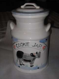 Milk Can Cookie Jar with Cow on Front  