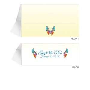  175 Personalized Place Cards   Butterfly Rainbow Blue 