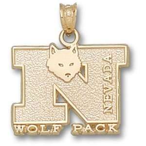 University of Nevada Reno N Wolf Pendant (Gold Plated)  