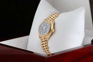 Ladies Rolex 18K Blue Diamond Dial President 69178  