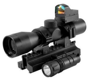 223 Ultimate Tactical Triple Threat Combo 4X Scope, Red Dot & Light 