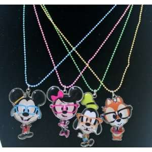 Disney Mickey & Friends Nerd Charm Necklaces Set of 4   Disney Parks 
