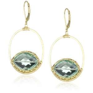   with an Aqua Quartz and Hand Cut Gold Beads Drop Earrings Jewelry