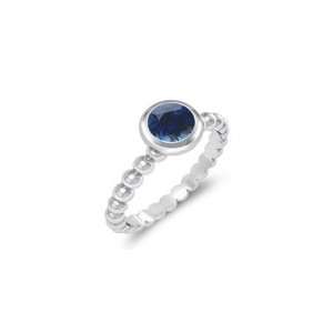  0.66 Cts Blue Sapphire Solitaire Ring in 14K White Gold 7 