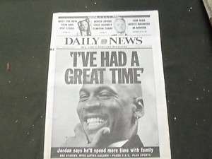 1999 JANUARY 14 NEW YORK DAILY NEWS NEWSPAPER   MICHAEL JORDAN RETIRES 