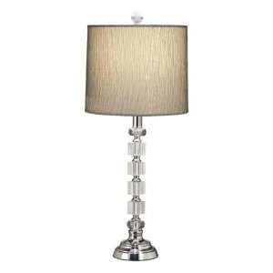  Stacked Clear Acrylic Table Lamp w Silver Hardback Drum 