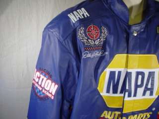 NAPA Blue LEATHER Racing Jacket Small / Hornaday NASCAR  