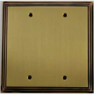   Deco Style Antique Brass Two Gang Blank Wall Plate