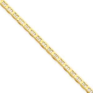    3mm, 14 Karat Yellow Gold, Concave Anchor Chain   22 inch Jewelry