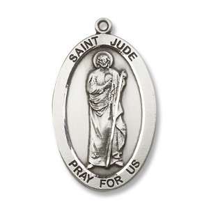   Silver St. Jude Pendant Medal with 24 Stainless Chain Jewelry