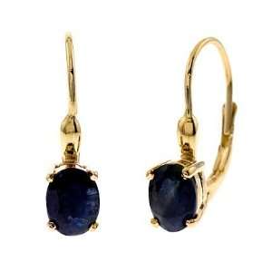  24K Gold Vermeil Genuine Sapphire Lever Back Earrings 