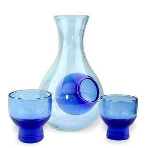Colbalt Blue Glass Cold Sake Set 