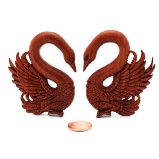   Wood Hanging Swan Wings Ear Gauge Plug (SOLD AS PAIR) Jewelry 