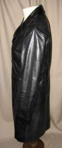 COACH Long Black Leather Coat Size Extra Small